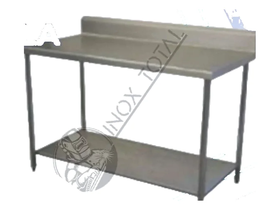Mesa de trabajo de acero inoxidable con salpicadera